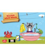Waschbär wäscht Wäsche. Kamishibai Bildkartenset