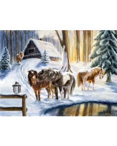 Wand-Adventskalender – Winterpferde