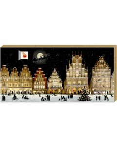 Adventskalender-Schokolade – Weihnachtliches Stadtpanorama
