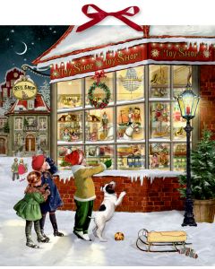 Wand-Adventskalender – Vor dem Spielzeugladen