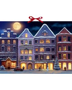 Wand-Adventskalender – Winterstadt am Abend