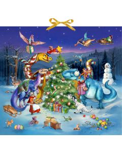 Wand-Adventskalender – Dinosaurier im Weihnachtsfieber