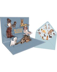 Pop-up-Grußkarte – I love Dogs