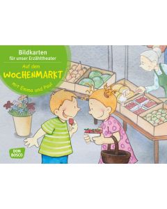 Auf dem Wochenmarkt mit Emma und Paul. Kamishibai Bildkartenset.