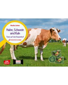 Huhn, Schwein und Kuh. Tiere auf dem Bauernhof. Kamishibai Bildkarten und Memospiel