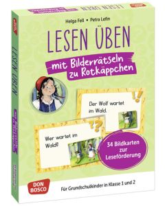 Lesen üben mit Bilderrätseln zu Rotkäppchen. 34 Bildkarten zur Leseförderung