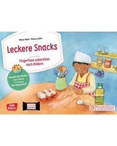 Leckere Snacks: Fingerfood zubereiten nach Bildern. Kamishibai Bildkartenset