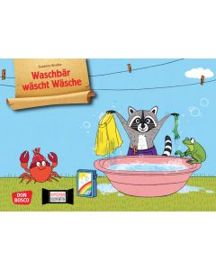 Waschbär wäscht Wäsche. Kamishibai Bildkartenset