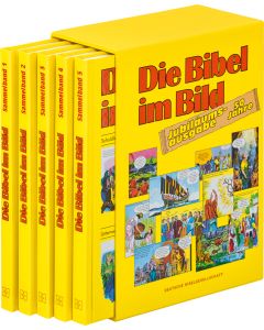 Comic-Reihe „Die Bibel im Bild“. 50 Jahre-Jubiläumsausgabe. Kinderbuch-Klassiker ab 8 Jahren mit Geschichten aus dem Alten und Neuen Testament als Comics. 5 Sammelbände im Schuber