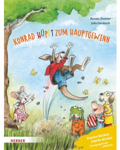 Konrad Känguru und Rita Rennmaus. Konrad hüpft zum Hauptgewinn