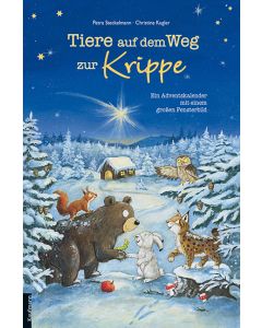 Tiere auf dem Weg zur Krippe. Ein Adventskalender mit einem großen Fensterbild