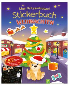 Mein Kritzel-Kratzel-Stickerbuch Weihnachten mit Bambus-Stick