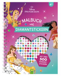 Disney Prinzessin Malbuch mit Diamantstickern | Malspaß mit über 500 funkelnden Glitzersteinen